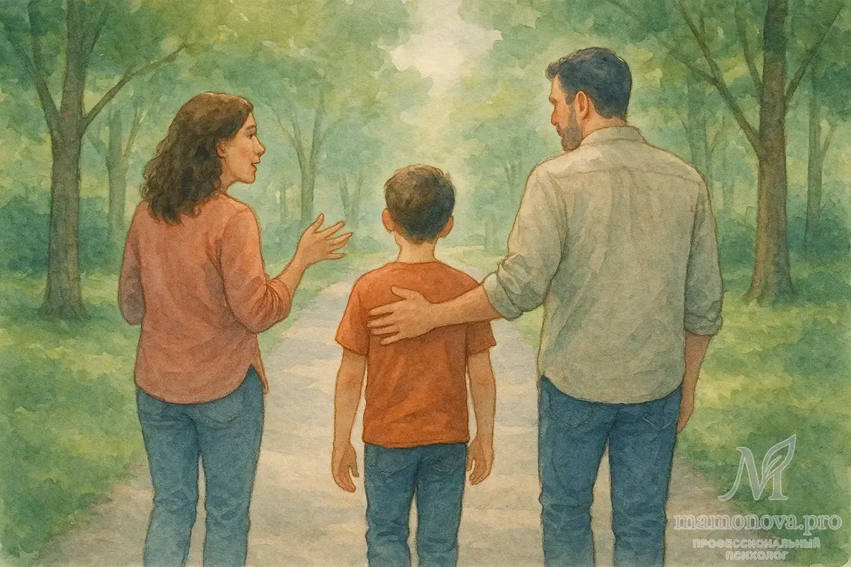 Walk & Talk Therapy: психолог на прогулке с отцом и сыном